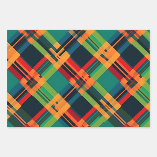 Festliche Weihnachten Stilvolles Kariertes Muster Geschenkpapier Set (Vorderseite 2)