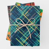 Festliche Weihnachten Stilvolles Kariertes Muster Geschenkpapier Set (Beispiel)