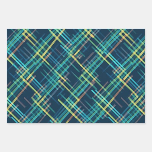 Festliche Weihnachten Stilvolles Kariertes Muster Geschenkpapier Set (Vorderseite)