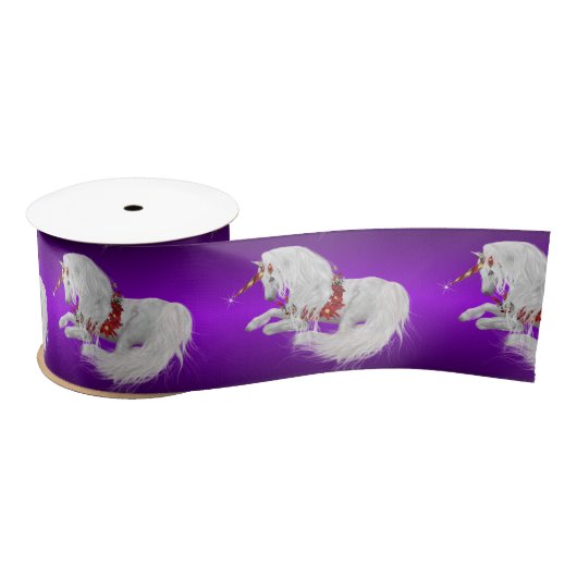 Festliche Weihnachten Unicorn Lila Ombre Satinband (Spule)