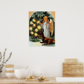 Festliche Weihnachten Vintager Urlaub Angel Poster (Küche)