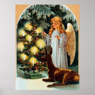 Festliche Weihnachten Vintager Urlaub Angel Poster