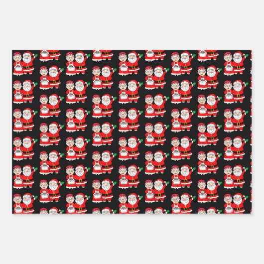 Festliche Weihnachten von Mr. und Mrs. Claus Geschenkpapier Set (Vorderseite 2)