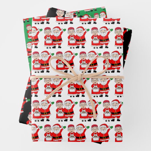 Festliche Weihnachten von Mr. und Mrs. Claus Geschenkpapier Set (Beispiel)