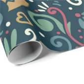 Festliche Weihnachten Whimsical Rustic Moderner Ur Geschenkpapier (Rolleneckpunkt)