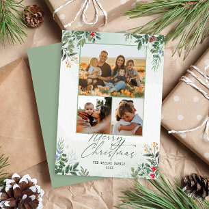 Festliche Weihnachts-Botanik-Blumen-Urlaubskarte Feiertagskarte