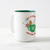 Festliche Weihnachts-Cheer Tasse mit Gingerbread M (Vorderseite Links)