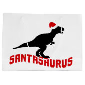 Festliche Weihnachts-Dinosaurier-Wortart Große Geschenktüte (Rückseite)
