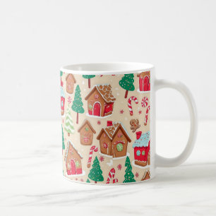 Festliche Weihnachts-Lebkuchenhäuser-Bäume-Muster Kaffeetasse