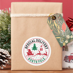 Festliche Weihnachts-Sonderlieferung Nordpol Runder Aufkleber