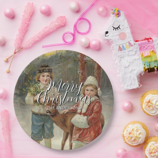 Festliche Weihnachts-Weihnachtskinder Pappteller (Party)