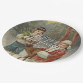 Festliche Weihnachts-Weihnachtskinder Pappteller (Schrägansicht)