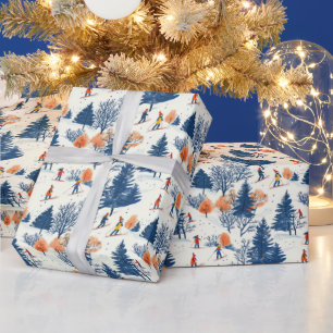 Festliche Weihnachts-Winter-Skilaufen-Fliesen Must Geschenkpapier