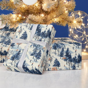 Festliche Weihnachts-Winter-Skilaufen-Fliesen Must Geschenkpapier