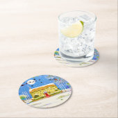 Festliche Weihnachts Winter Zuhause Wasserfarbe Runder Pappuntersetzer (Vor Ort)