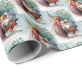 festliche WeihnachtsAngeln gekacheltes Party Geschenkpapier (Rolleneckpunkt)