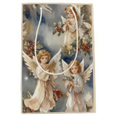 Festliche WeihnachtsAngels Holiday Aquarell Mittlere Geschenktüte (Vorderseite)