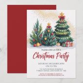 Festliche Weihnachtsbaum-Party-Einladung Einladung (Vorne/Hinten)