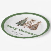 Festliche Weihnachtsbaum-Teller editierbar persona Pappteller (Schrägansicht)