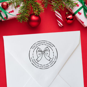 Festliche Weihnachtsbäume Familienname Rücksendead Gummistempel