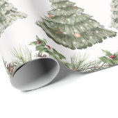 Festliche Weihnachtsbäume im Winter Geschenkpapier (Rolleneckpunkt)