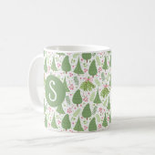 Festliche Weihnachtsbäume Monogramm Tasse (Vorderseite Links)