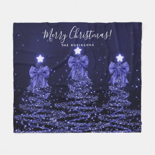 Festliche Weihnachtsbäume Navy Bows Fleecedecke
