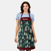 Festliche Weihnachtsbäume Personalisierter Name Schürze (Getragen)