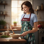 Festliche Weihnachtsbäume Personalisierter Name Schürze