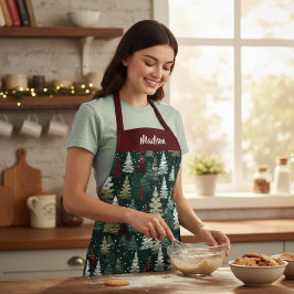 Festliche Weihnachtsbäume Personalisierter Name Schürze