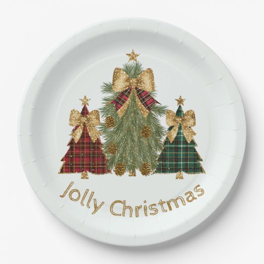 Festliche Weihnachtsbäume & Teller mit individuell (Vorderseite)