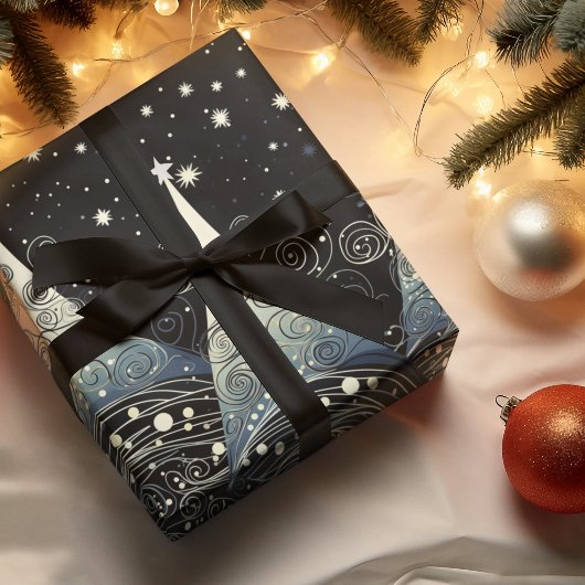 Festliche Weihnachtsbaumen im Twilight Geschenkpapier Set
