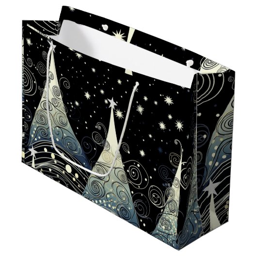 Festliche Weihnachtsbaumen im Twilight Große Geschenktüte (Vorderseite Schrägansicht)