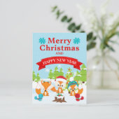 Festliche Weihnachtsbaumfreunde Feiertagspostkarte (Stehend Vorderseite)