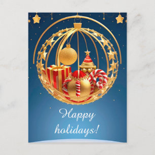 Festliche Weihnachtsbaumkugel-Anzeige mit Geschenk Postkarte