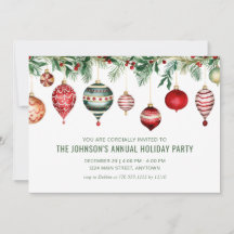 Festliche Weihnachtsbaumkugel-Party-Einladung