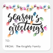 Festliche Weihnachtsbeleuchtung Frohe Festtage von Quadratischer Aufkleber (Vorderseite)