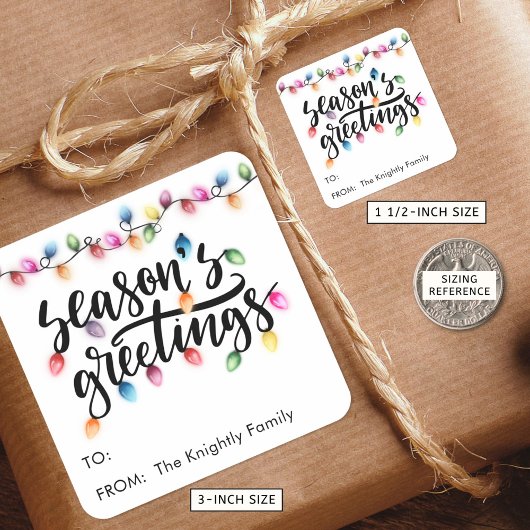 Festliche Weihnachtsbeleuchtung Frohe Festtage von Quadratischer Aufkleber