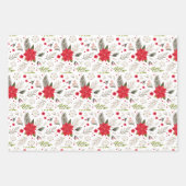 Festliche Weihnachtsblumenmuster koordiniert Geschenkpapier Set (Vorderseite 2)