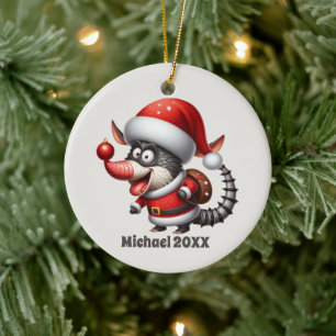 Festliche Weihnachtsbotschaft Armadillo Keramik Ornament
