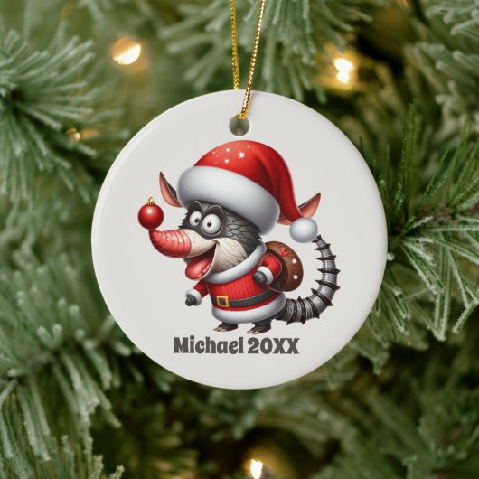 Festliche Weihnachtsbotschaft Armadillo Keramik Ornament (Baum)