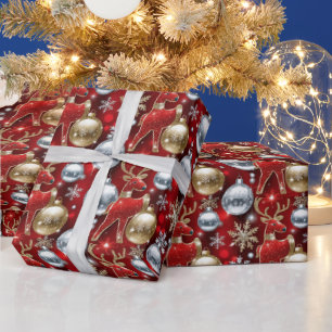 Festliche Weihnachtsbrille Rentiere gekachelt Geschenkpapier