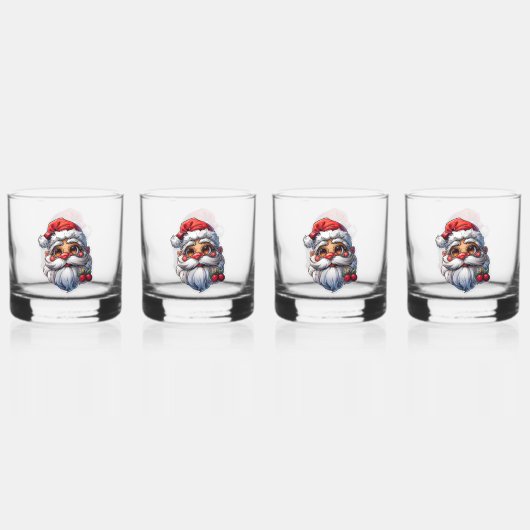 Festliche Weihnachtsbrille - Set von 4 Whiskyglas (Vorderseite)
