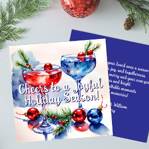 Festliche Weihnachtscocktail-Grüße Flachkarte Feiertagskarte