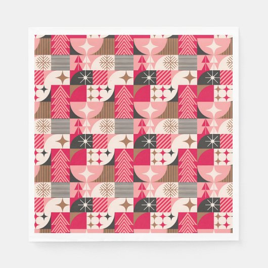 Festliche Weihnachtscollage mit Geschenken, Bäumen Serviette (Vorderseite)