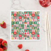 Festliche Weihnachtscollage mit Geschenken, Bäumen Serviette (Beispiel)