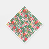 Festliche Weihnachtscollage mit Geschenken, Bäumen Serviette (Ecke)