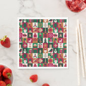 Festliche Weihnachtscollage mit Geschenken, Bäumen Serviette (Beispiel)