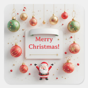 Festliche Weihnachtsdekoration Quadratischer Aufkleber