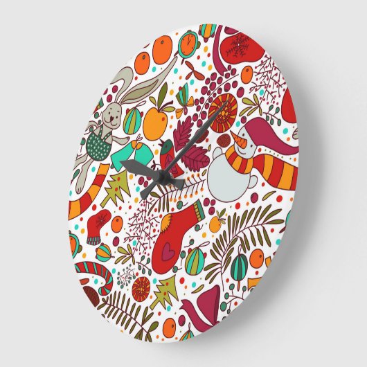 Festliche Weihnachtselemente Nahtloses Design Große Wanduhr (Winkel)